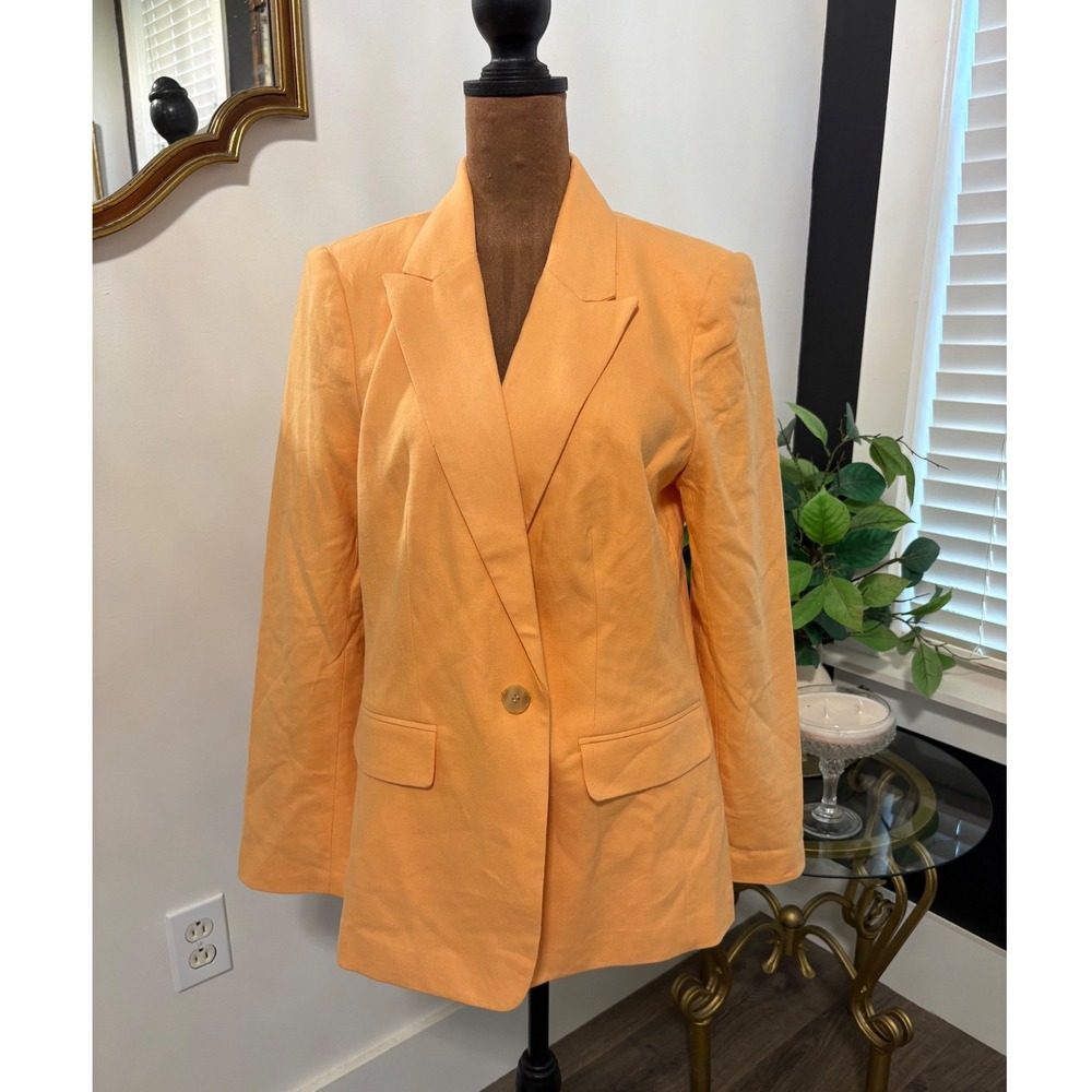 Loft Petite‎ Womens Blazer Size 10P Peach One Button Career Business Jacket NWT